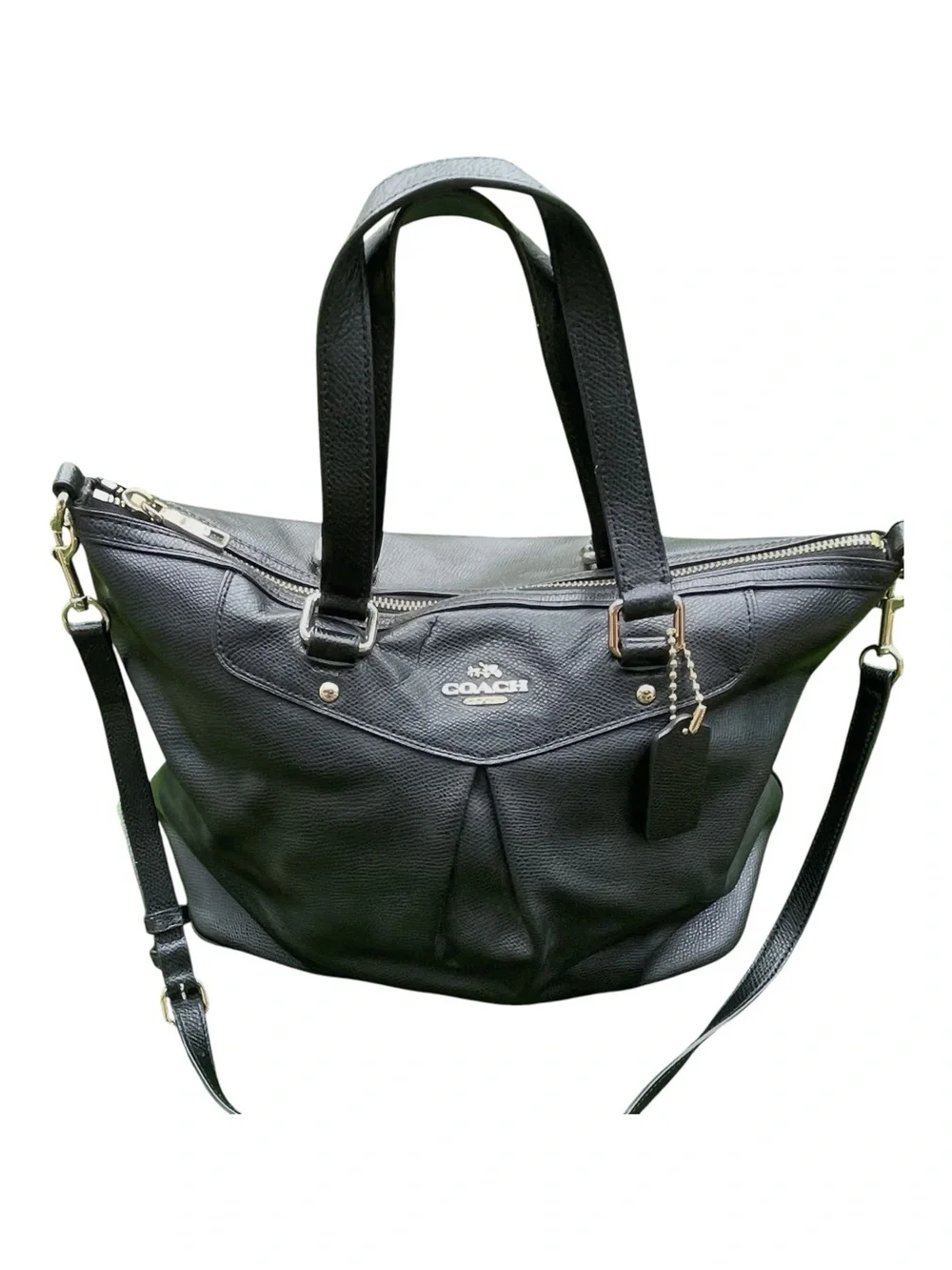 ✨ COACH Pleat Tote in Black Crossgrain Leather (F34680) ✨